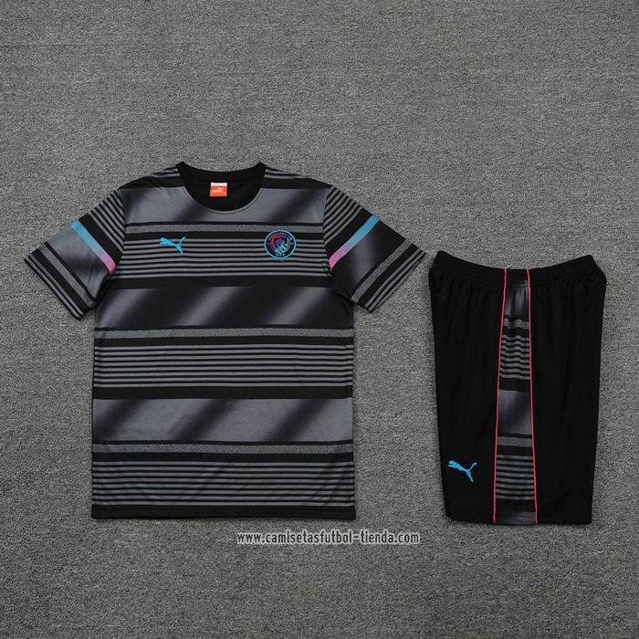 Chandal del Manchester City 2022 2023 Manga Corta Negro - Pantalon Corto